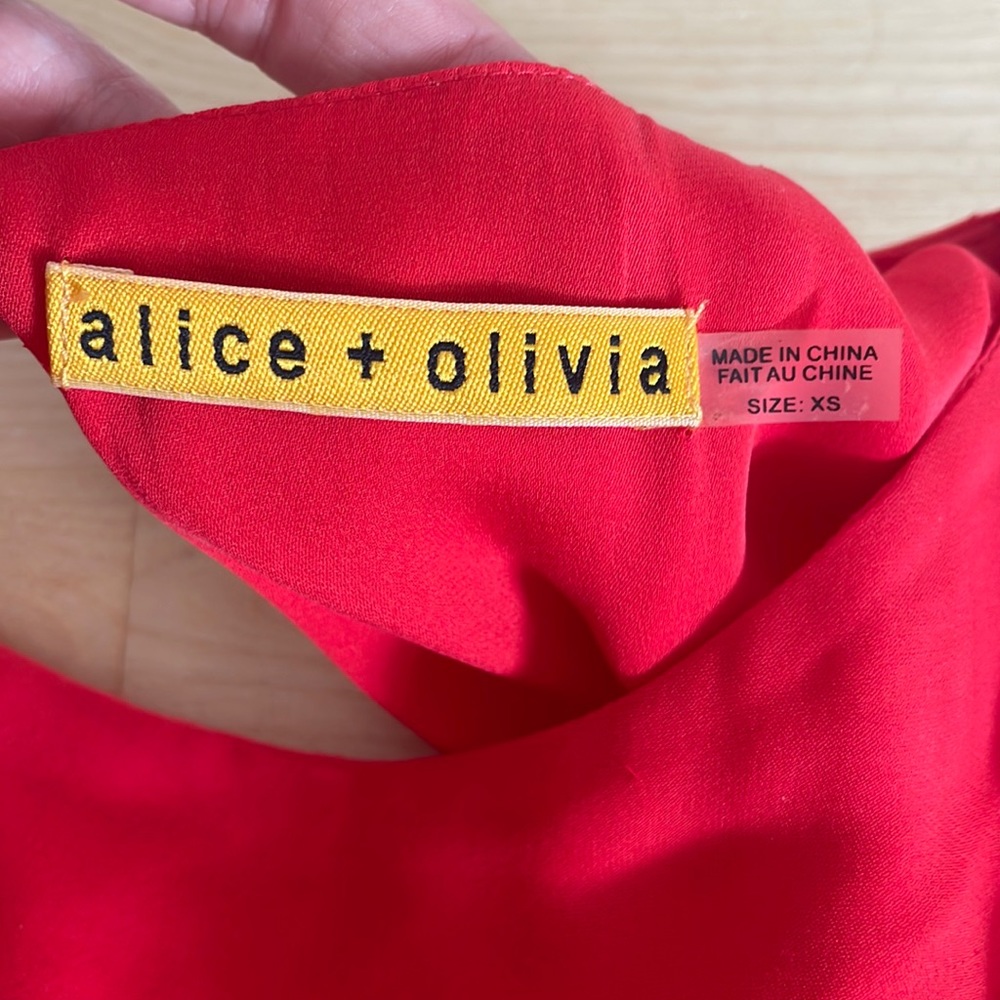 Alice + Olivia Red Silk Dress, XS